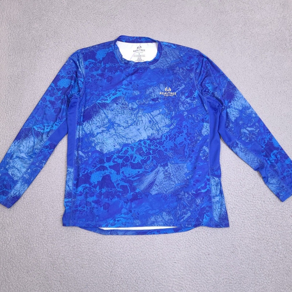RealTree Shirt Mens XL Blue‎ Fishing Real Tree Wave Outdoors Boat Beach Water